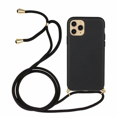 indruk gouden Rechtsaf Just in Case Soft TPU Case met Koord hoesje voor iPhone 12 Pro Max - zwart