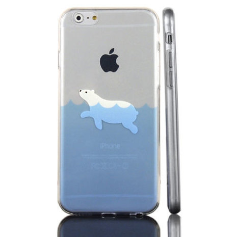 nieuwigheid erwt Maori IJsbeer hoesje iPhone 6 / 6s Plus Polar bear TPU doorzichtig case kopen