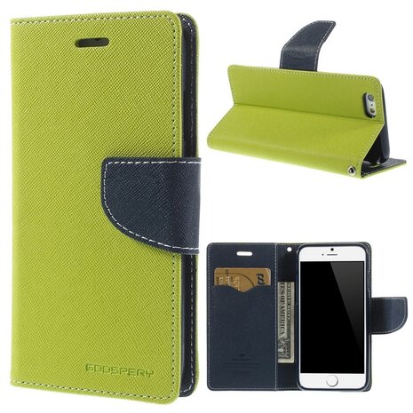 Koor Politiebureau Keelholte Origineel Mercury Goospery groene wallet Bookcase hoesje iPhone 6 6s  lederen - portemonnee