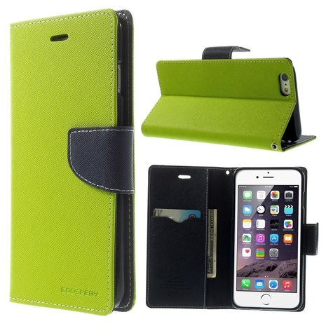 Origineel Mercury Goospery groene Bookcase iPhone 6 Plus 6s Plus lederen hoesje en portemonnee