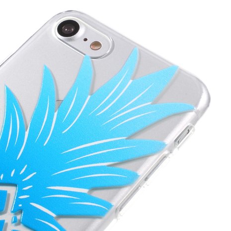 Blauwe ananas case TPU iPhone 7 8 SE 2020 Doorzichtig hoesje