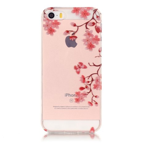 iPhone 5 5s SE 2016 hoesje Doorzichtig Bloemtakken Bloemen