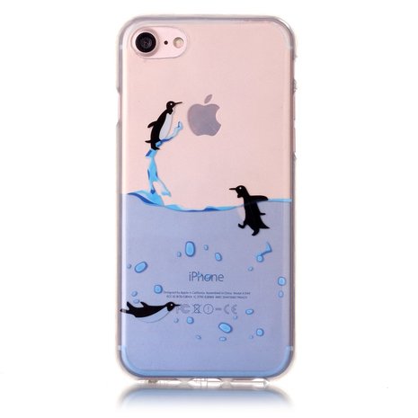Proportioneel Clip vlinder Binnenwaarts Pinguïn iPhone 7 en iPhone 8 en iPhone SE 2020 2022 TPU hoesje doorzichtig