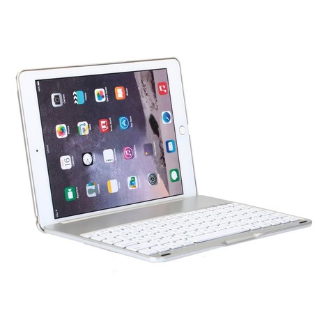 koolhydraat Pijler wond Bluetooth keyboard cover toetsenbord hoes case backlight iPad Air 2 -  silver - QWERTY