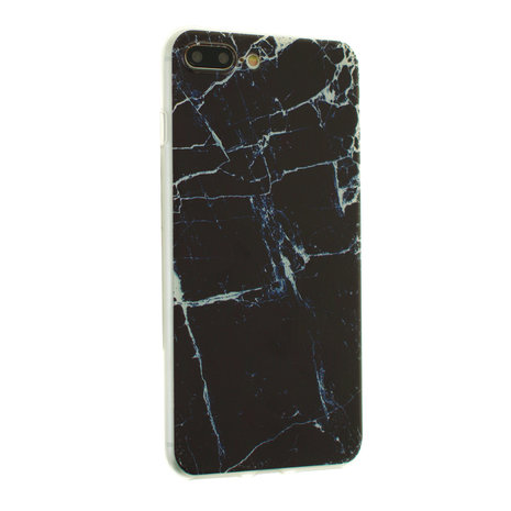 ethiek Clancy Ondoorzichtig Zwart marmeren TPU hoesje iPhone 7 Plus 8 Plus marble cover