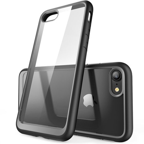 het formulier Perforatie wees stil Stevige beschermhoes doorzichtig zwart iPhone 7 8 SE 2020 2022 case