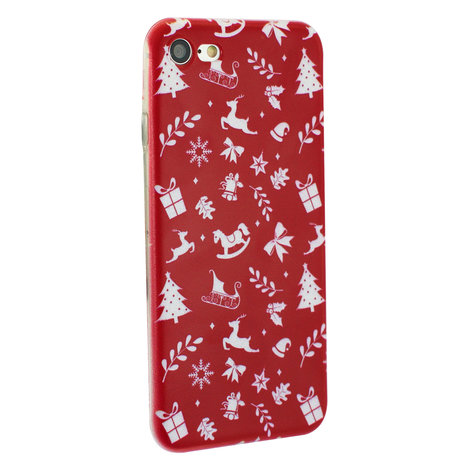 vals strottenhoofd Verminderen Kerst hoesje rood iPhone 7 8 SE 2020 2022 TPU Christmas case Red Kerstmis  cover