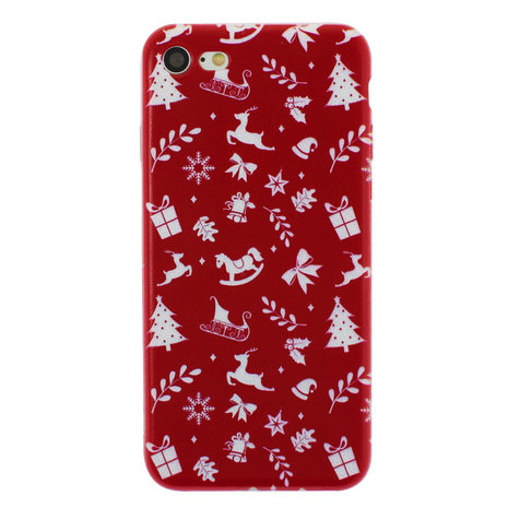Kerst rood iPhone 7 SE 2020 2022 TPU case Red Kerstmis cover
