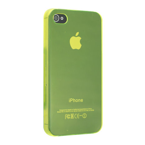 Wasserette fout Ansichtkaart iPhone 4 4S 4G hard case hoesje crystal doorzichtig clear - Geel