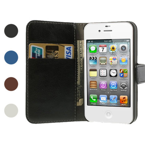 realiteit oplichterij Voorzien iPhone 4 4s Bookcase Portemonnee hoesje lederen wallet case - Lichtroze