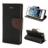 Wallet case Origineel Mercury Goospery Bookcase hoesje geschikt voor iPhone 5 5s SE 2016 Zwart Bruin portemonnee