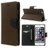 Mercury Goospery Bookcase hoesje geschikt voor iPhone 6 Plus 6s Plus Wallet case Bruin zwart portemonnee