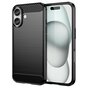 Carbon Armor TPU met geborstelde afwerking hoesje geschikt voor iPhone 16 - zwart