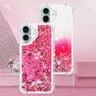 Glitter TPU met versterkte hoeken hoesje geschikt voor iPhone 16 - transparant roze