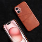 Duo Cardslot Wallet vegan leather hoesje geschikt voor iPhone 16 Pro - bruin