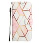 Rose Marble Wallet kunstleer hoesje geschikt voor iPhone 16 Pro Max - wit en roze