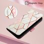 Rose Marble Wallet kunstleer hoesje geschikt voor iPhone 16 Pro Max - wit en roze