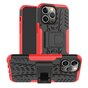 Shockproof Kickstand anti-slip kunststof en TPU hoesje geschikt voor iPhone 16 Pro Max - rood