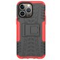 Shockproof Kickstand anti-slip kunststof en TPU hoesje geschikt voor iPhone 16 Pro Max - rood