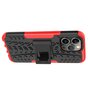 Shockproof Kickstand anti-slip kunststof en TPU hoesje geschikt voor iPhone 16 Pro Max - rood