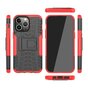 Shockproof Kickstand anti-slip kunststof en TPU hoesje geschikt voor iPhone 16 Pro Max - rood