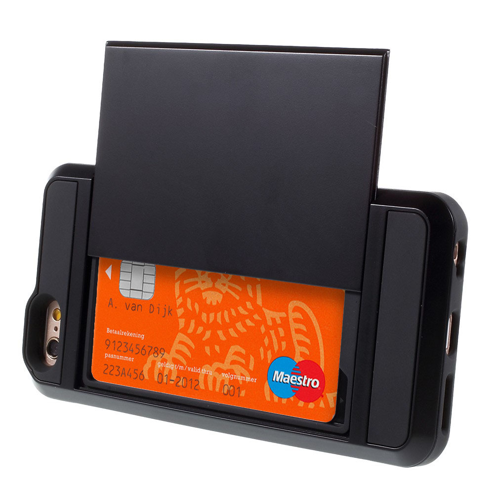 Subsidie Scenario Gepensioneerde Secret Pasjeshouder hoesje iPhone 6/6s Hardcase - Portemonnee - Wallet -  Zwart