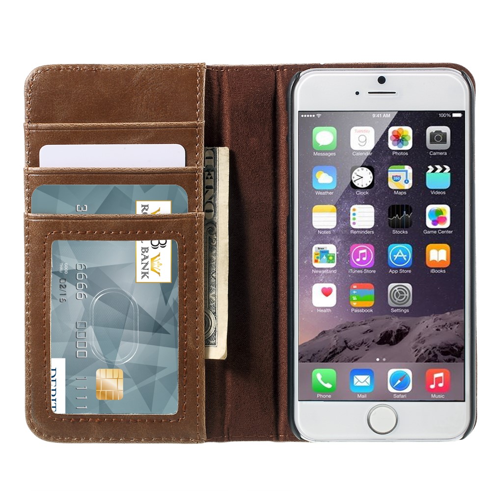 Piket Beïnvloeden Wasserette Lederen BoekBoek wallet hoesje iPhone 6 plus, 6s plus