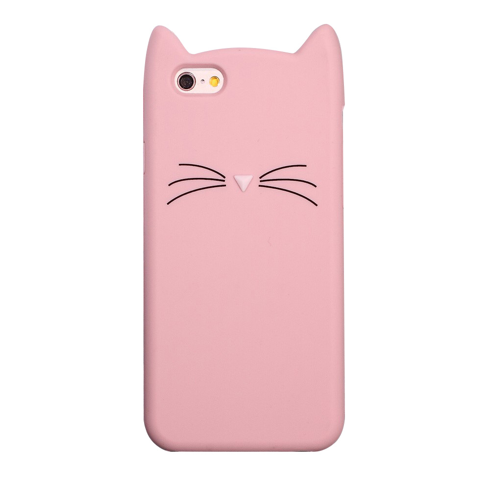 Huisje Giet Bandiet Roze kat snorharen iPhone 6 6s hoesje cover case kitten oortjes