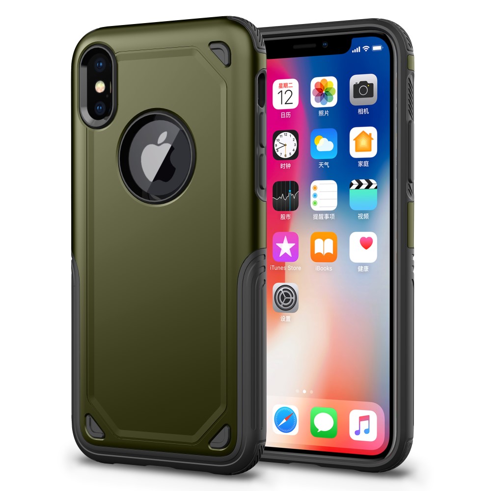 Shockproof Pro Armor iPhone X / iPhone XS hoesje Protection Case Green - Extra Bescherming