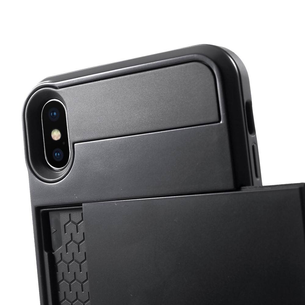 pasjeshouder hoesje iPhone XS Max hardcase portemonnee - Zwart