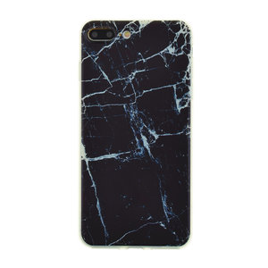 Skalk Magnetisch Durf Zwart marmeren TPU hoesje iPhone 7 Plus 8 Plus marble cover