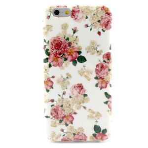 Wit roze bloemen klassiek iPhone 6 6s hoesje cover