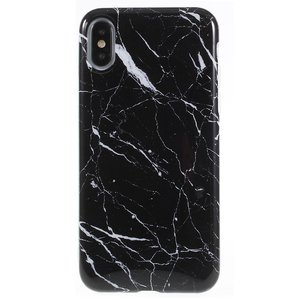 hoesten Vermoorden haai Marmer hoesje TPU marble case iPhone X / iPhone XS - Zwart